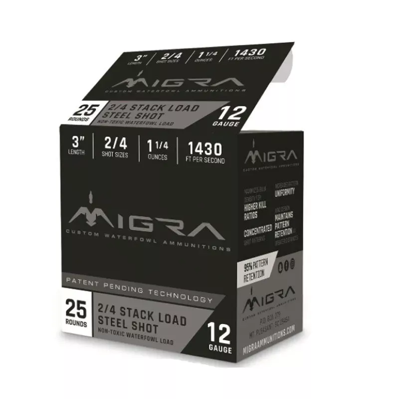 Migra Steel Shot 12ga 3in 2/4 Stack Load Waterfowl Shotgun Shells - Hunt Gear Supply