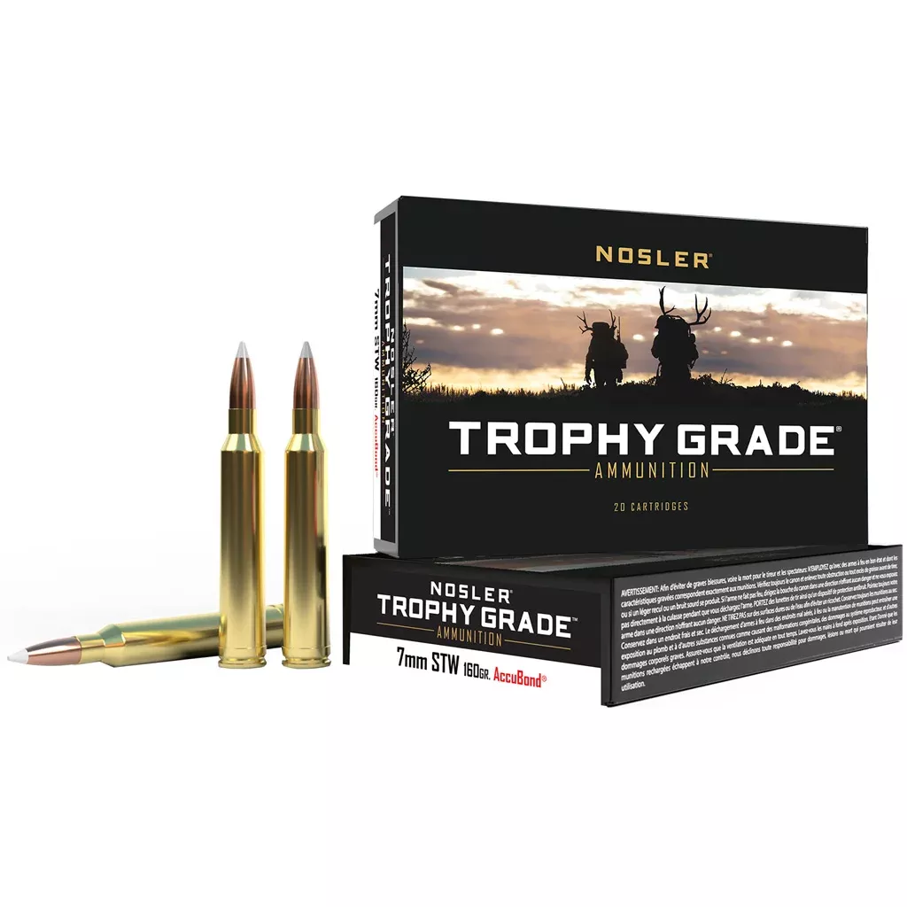 Nosler Trophy Grade Rifle Ammunition 7mm STW 160 gr. AB SP 20 rd. - Hudson Valley Arms