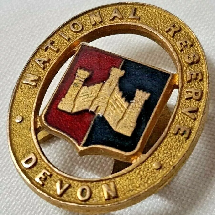 WW1 – WW2 BRITISH ARMY NATIONAL RESERVE DEVON SERVICE LAPEL BADGE J R GAUNT